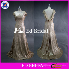 ED Bridal Fashionable Wholesale Price Long Cowl Low Back Heavy Sequined Bridesmaid Dress 2017